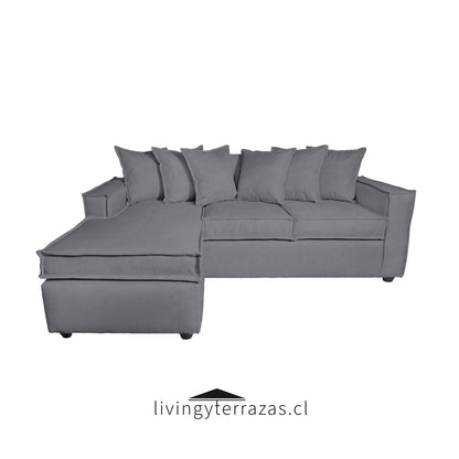 Sofá Intercambiable 5 Cuerpos con Resortes Homero Color Gris Medio Lino Lisboa Rustico & Felpa
