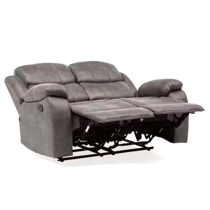 Sofá Reclinable 2 Cuerpos de Cuero Color Gris Negro Grafito