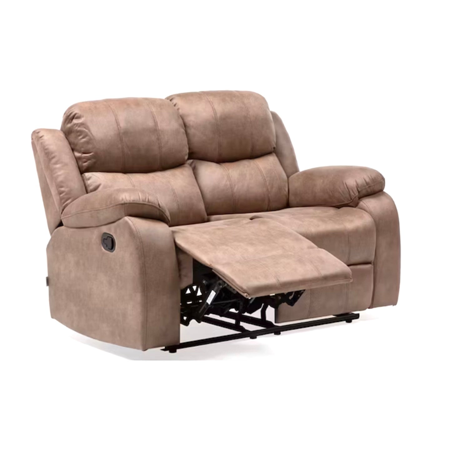 Sofá Reclinable 2 Cuerpos de Cuero Color Café Caramelo