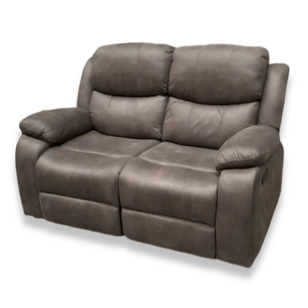 Sofá Reclinable 2 Cuerpos de Cuero Color Gris Negro Grafito
