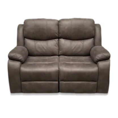 Sofá Reclinable 2 Cuerpos de Cuero Color Gris Negro Grafito