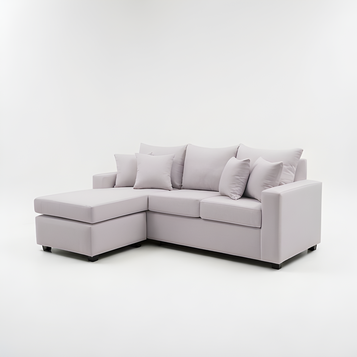 Seccional L Intercambiable & Fija Sans Serif Plus 210 x 155 Cojines Grandes / BLANCO HUESO & Almacenamiento / Lino Rustico, Soft y Felpa