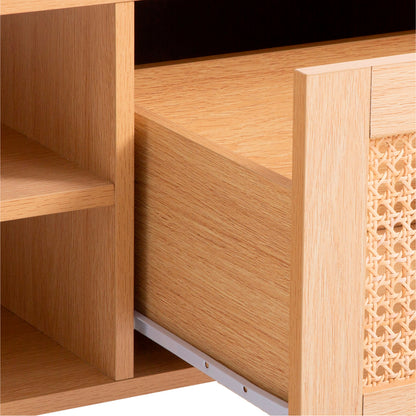 Mesa de Centro con rattan y madera