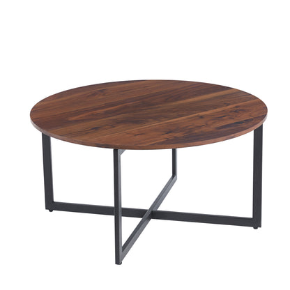 Mesa de Centro 80cm Redonda - Madera Oscura