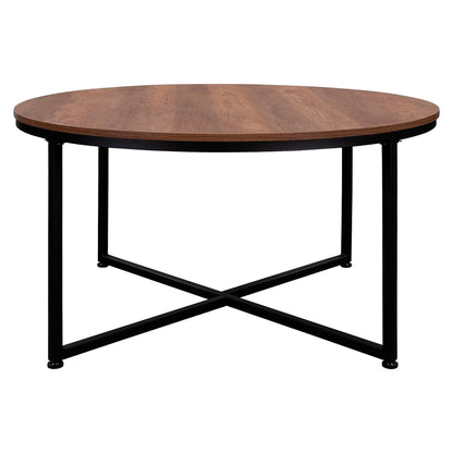 Mesa de Centro 80cm Redonda - Madera Oscura