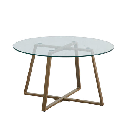 Mesa de Centro para Living de Vidrio y Metal 80cm