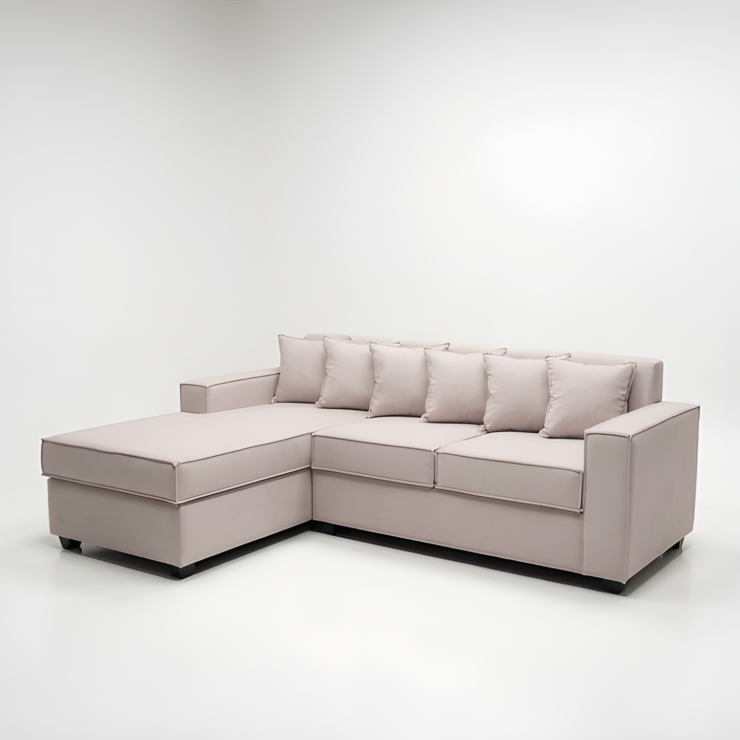Seccional L Intercambiable & Fija Homero XL 233 x 175 Cojines Pequeños / BLANCO HUESO & Almacenamiento / Lino Rustico, Soft y Felpa