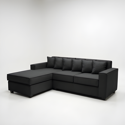 Seccional L Intercambiable & Fija Homero XL 233 x 175 Cojines Pequeños / GRIS MARENGO & Almacenamiento / Lino Rustico, Soft y Felpa