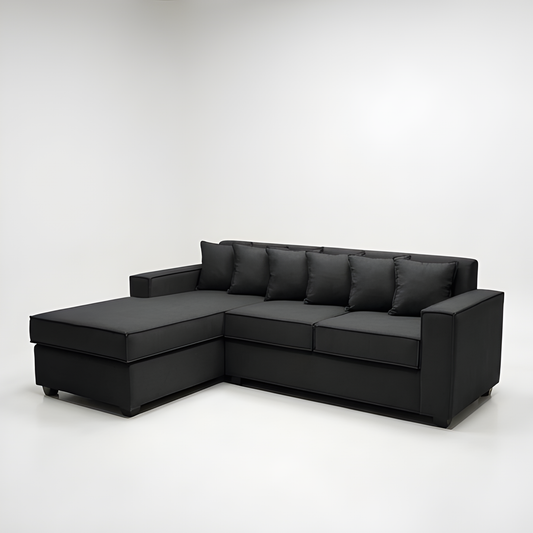 Seccional L Intercambiable & Fija Homero XL 233 x 175 Cojines Pequeños / GRIS MARENGO & Almacenamiento / Lino Rustico, Soft y Felpa