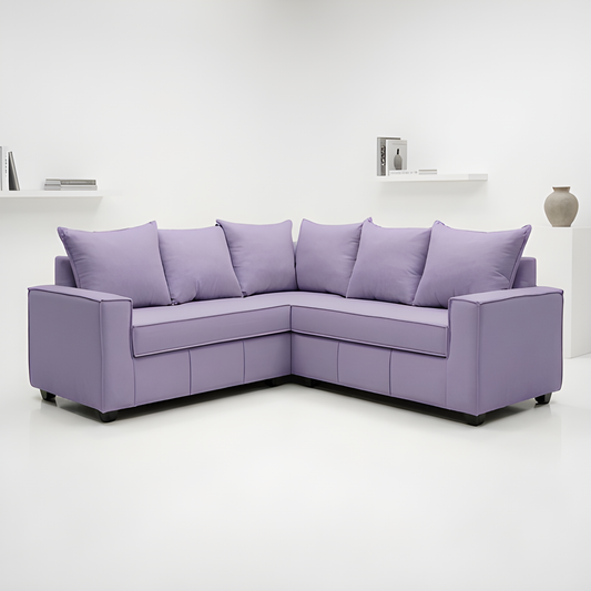 Mini Secional Homero Stripes Full Seat 210 x 210 Cojines Grandes / PALO ROSA & Almacenamiento / Lino Soft y Felpa