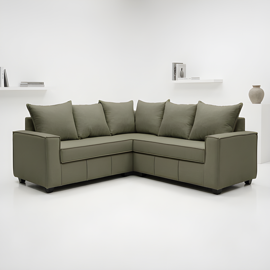 Mini Secional Homero Stripes Full Seat 210 x 210 Cojines Grandes / VERDE MUSGO & Almacenamiento / Felpa